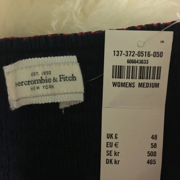 NWT Abercrombie holiday M Navy Red plaid top w bow - Picture 4 of 5